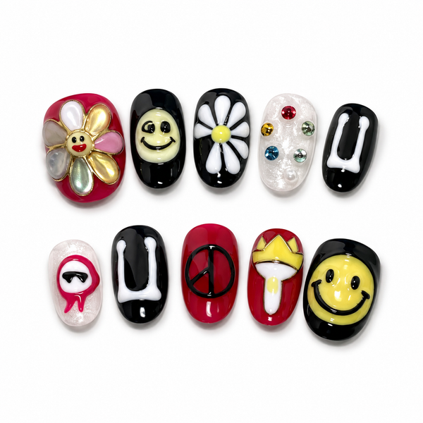 Custom Kpop Press On Nails, Red Black Idol Inspired Nail Set, Kpop Merch, Concert Nails, Personalized Kpop Fan Gift