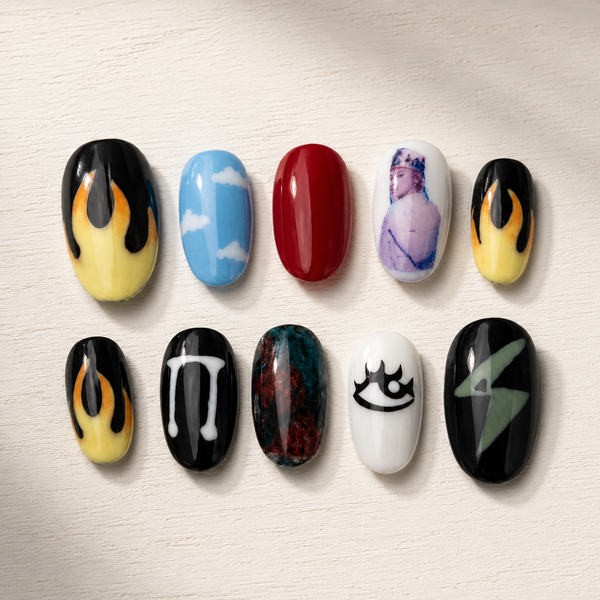 Custom Kpop Press On Nails, Black Flame Idol Inspired Nail Set, Kpop Concert Nails, Personalized Kpop Merch Fan Gift